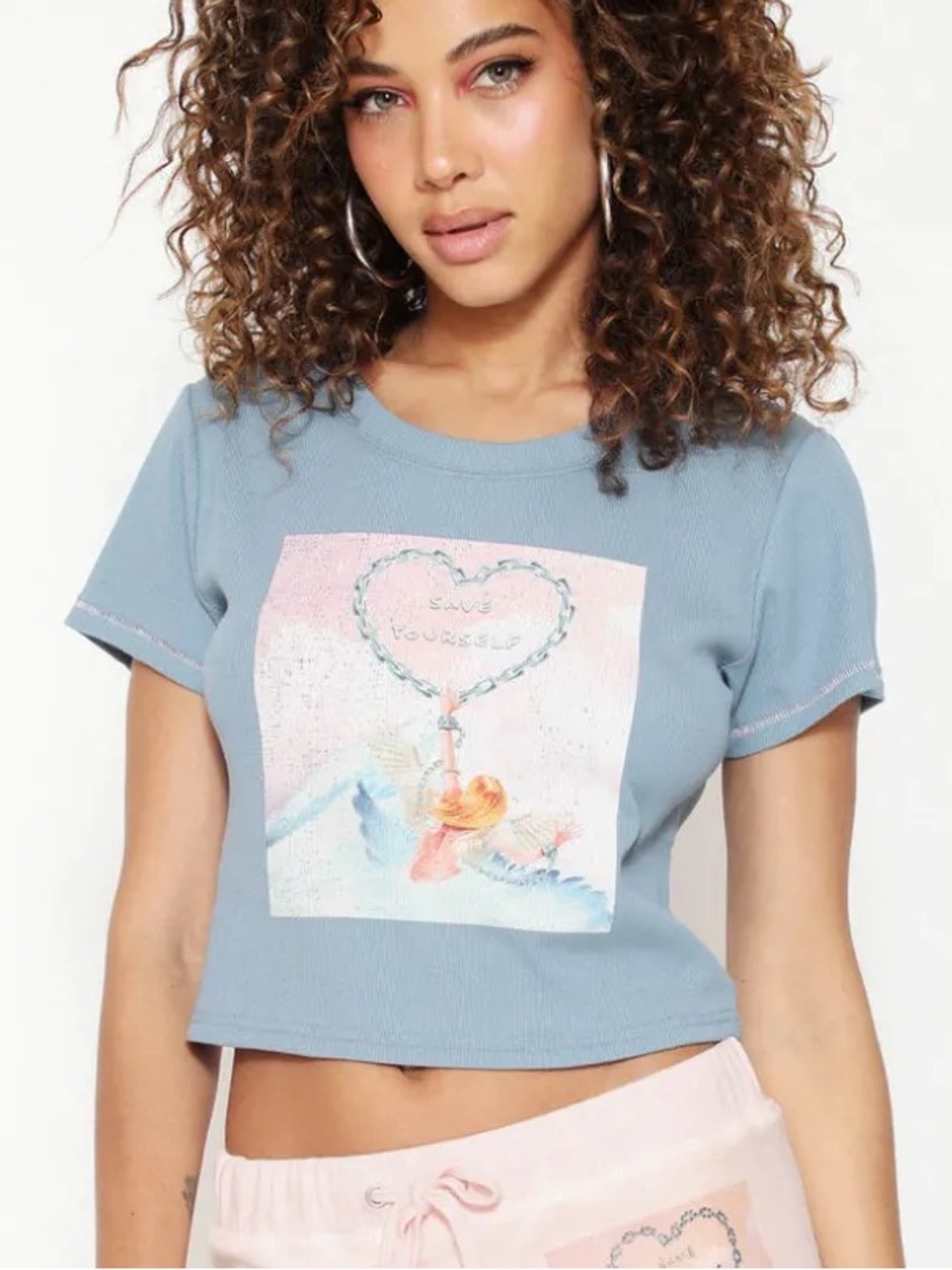 Boys Lie “Save Yourself” Ribbed Crop Baby Tee L